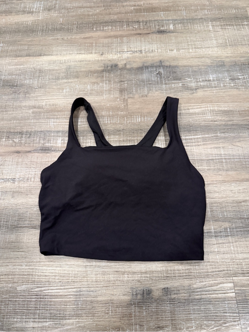 all in motion Black Ribbed Square-Neck Crop Tank